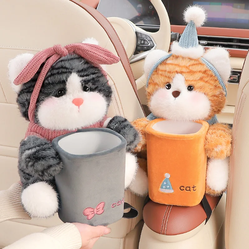 Cartoon Cute Car Tissue Box Creative Car Armrest Box Garbage Can 2 In 1 Tissue Bag Multi-functional Storage Bag For Home Office