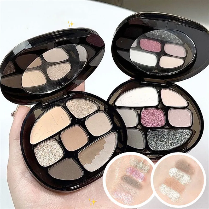 Smoke Pink Eyeshadow Palette Matte Pearlescent 8 Colors Eye Shadow Cool Night Black Purple Brown Glitter Eyes Makeup Cosmetics