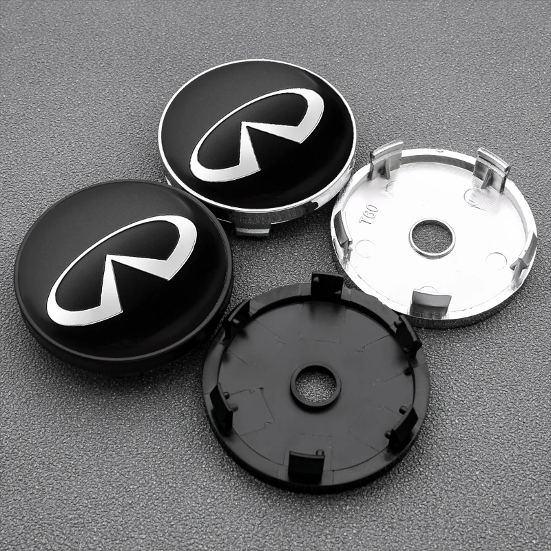 4pcs 56+60mm Car Wheel Hub Center Caps Rim Cover Emblem Badge Stickers For Infiniti Q50 Q70 QX70 FX35 Q30G37 QX60 G35 Q60 QX50