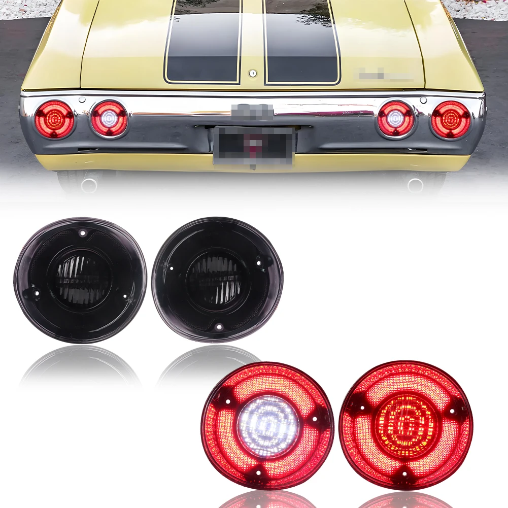 Juego de 4 Luces Traseras LED Rojas/Blancas para Chevrolet Chevelle 1972, Luces de Freno, Luces de Reversa, Luces de Marcha Atrás