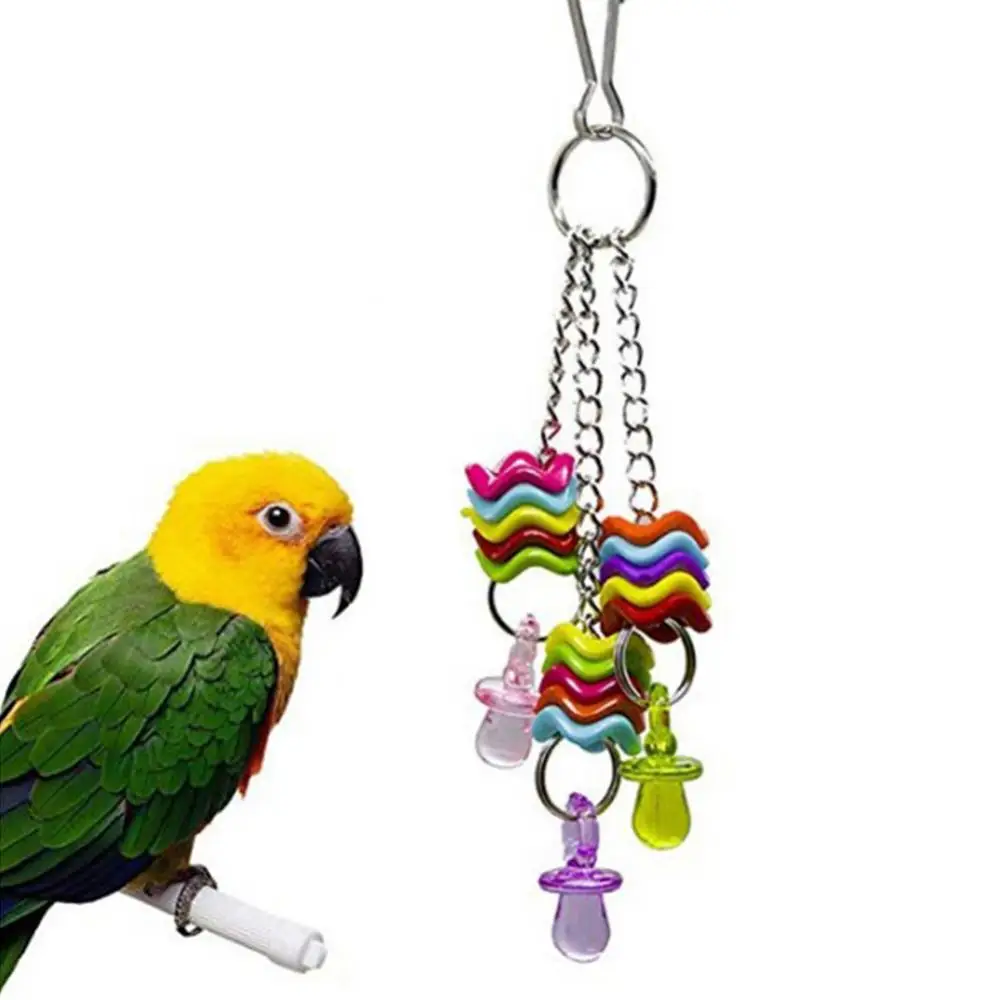 Decoration Hanging Toy Pet Bird Parrot Nipple Swing Cage Stand Molar Play Chew Decoration