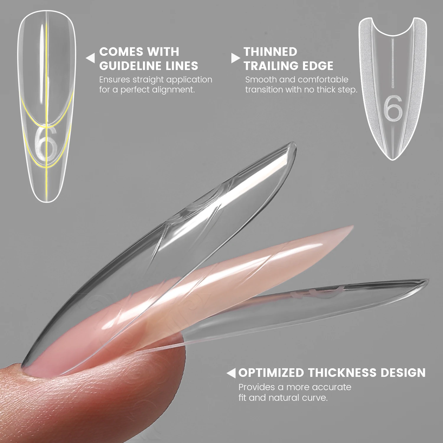 Original YOKEFELLOW Sandwich Nail Form 240pcs Almond Coffin Sandwich Nail Mold 15Sizes Botton Top Mold for Quick Nail Extension