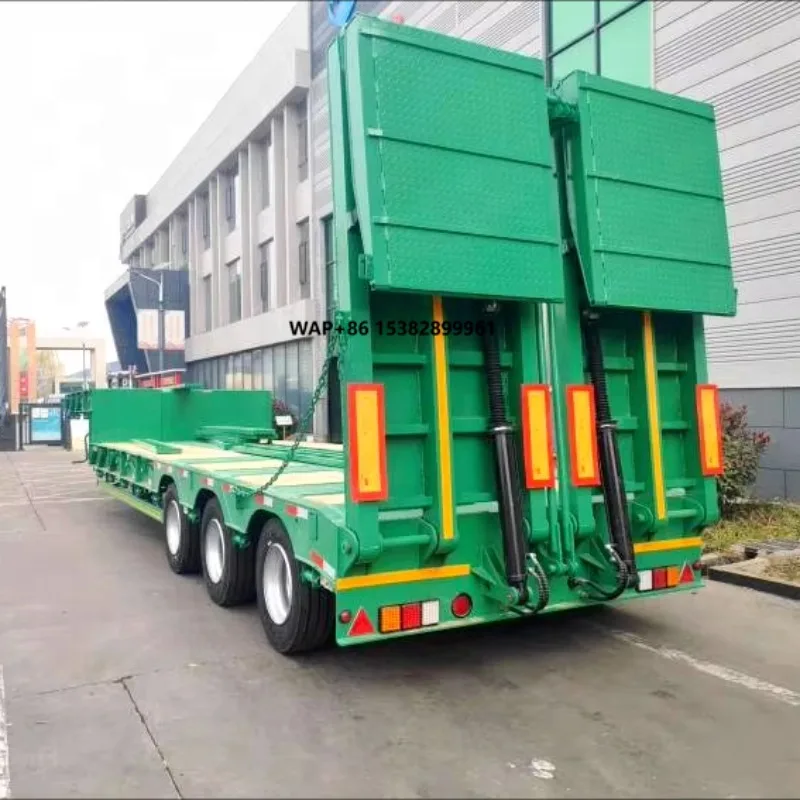 Promotion  Steel Low Boy Bed Chassis Semi Trailer with Customized Size 100 Ton Max Payload