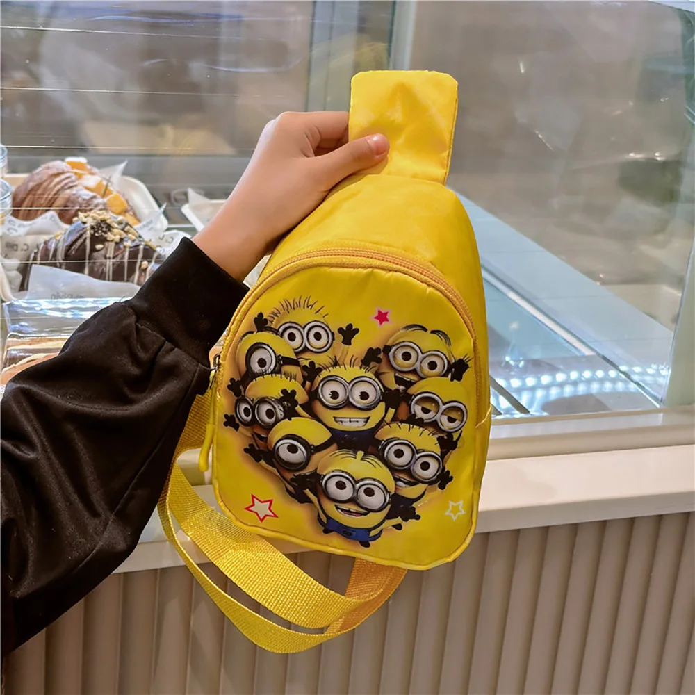 Minions Children\'s Crossbody Bags Kawaii Anime Figure Satchel Cartoon Purse Storage Bags Portable Travel Backpack For Boys Girls