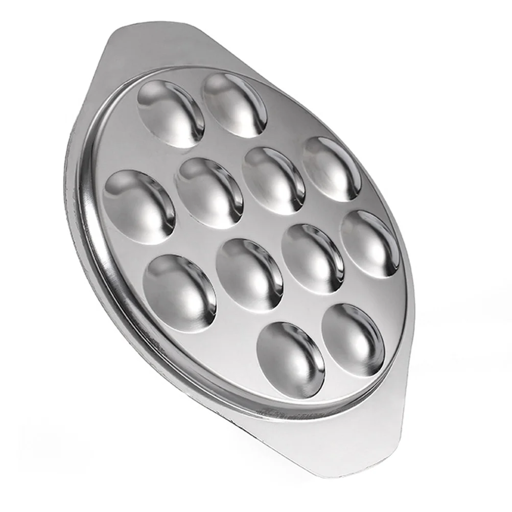 

Spatula Snail Dish Barbecue Plate Oyster Compartment Palette Silver Conch Steel Shell 12 Holes