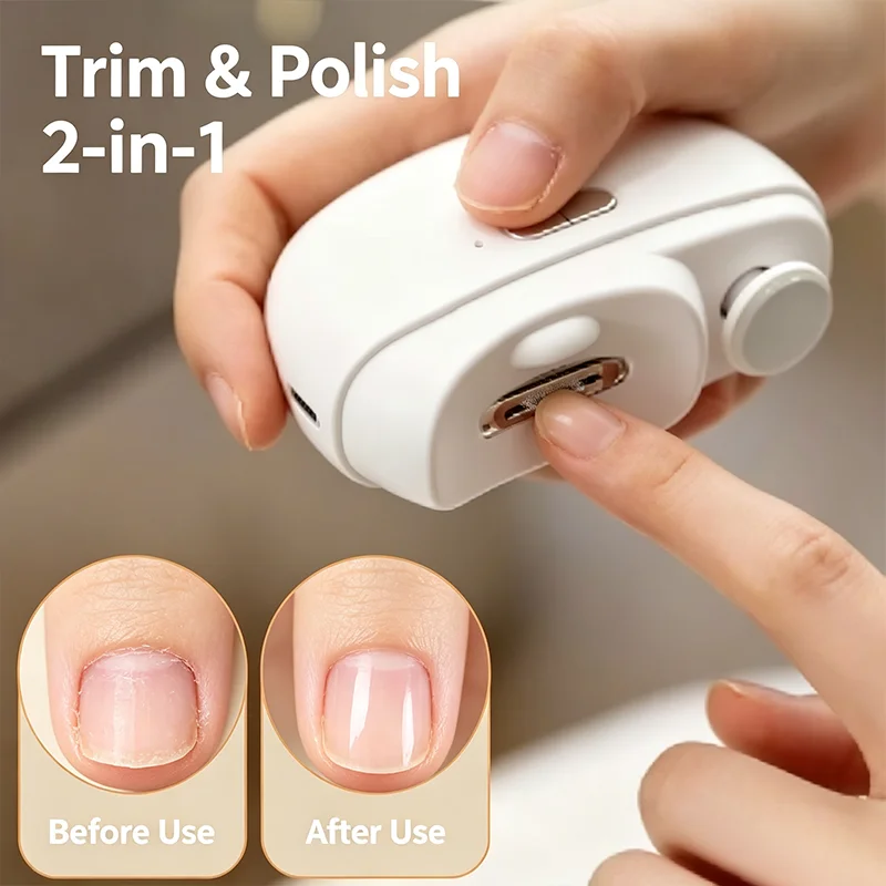Electric Nail Clipper Cutter with LED Light 2 IN 1 Automatic Nail Grinder Trimmer for Baby Adult Mini Manicure Tools Nail Care - view 5