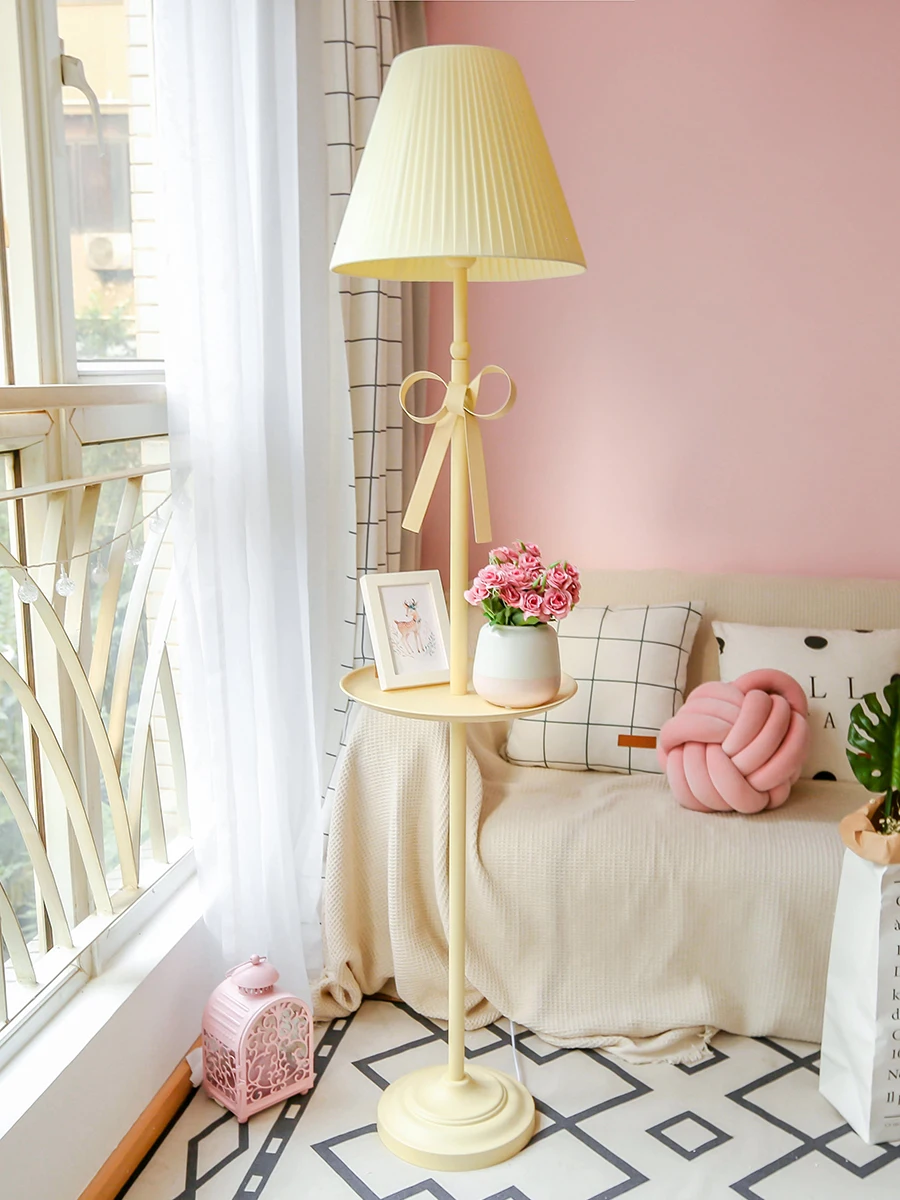 Imagem -03 - Nordic Princess Bow-knot Lâmpada de Assoalho para o Quarto das Crianças Menina Sala de Estar Quarto Bedside Led Pink Vertical Alto Standing Light