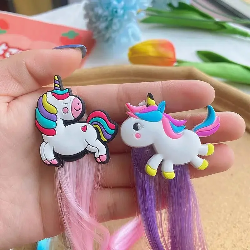 Girls Colorful Wigs Unicorn Ponytail Hair Ornament Headbands Rubber Bands Hair Bands Headwear Braid Kids Gift Hair Accessories