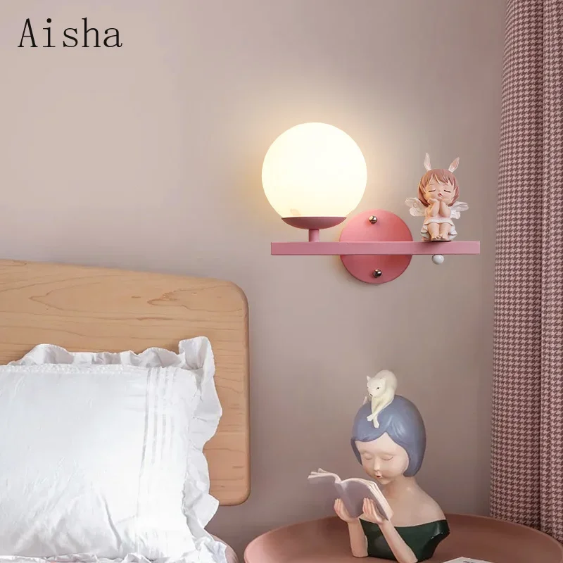 Children\'s Room Bedside Wall Lamp Girl Boy Wall Art Sconce Creative Cartoon Eye Protection Led Home Decoration Salon Home