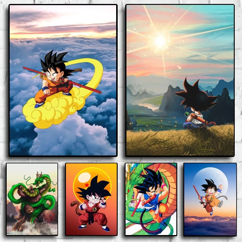 Anime Dragon Poster Ball Childhood Son Goku Wall Mounted Art Print Painting Modern Home Living Room Canva Painting Decoration