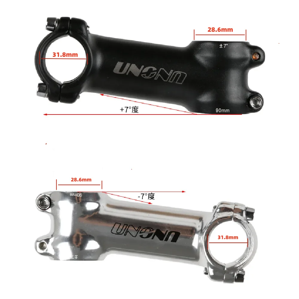 UNO Bike Stem ，7 / 17 Degree MTB Road Bicycle Stem ，Head tube diameter 28.6mm ，​Handlebar diameter 31.8mm 60-130MM Bicycle Parts