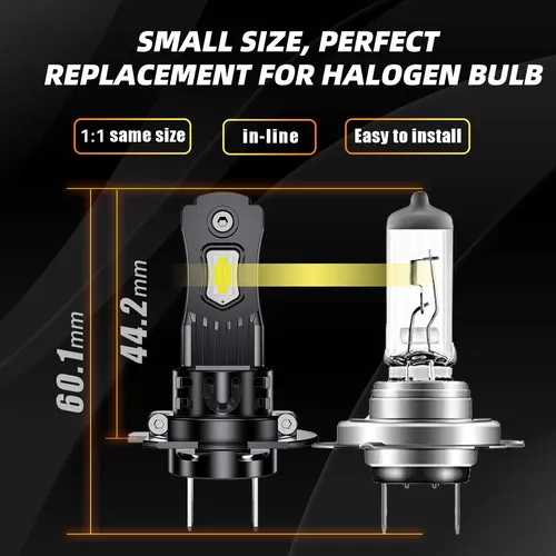 Imagen 2 del producto DAWN KNIGHT Bombilla LED para Coche H7 H4, Faro Delantero LED, 4300K 6000K, Conexión Plug and Play 1:1, Mini Lámpara LED, 12V, 2 Piezas