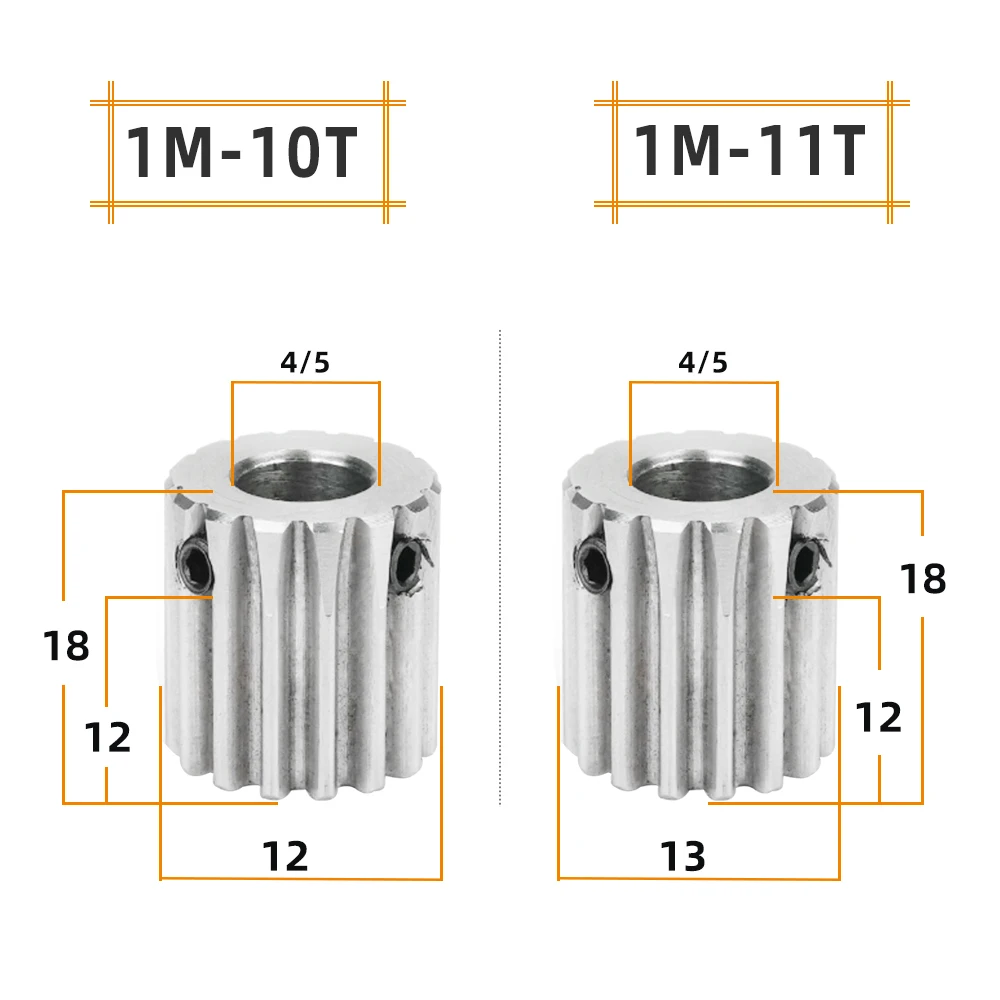 Motor Gear 1M10T/11T/12T/13T/14T Bore Size4 /5/6 mm 304 Stainless Steel Gear Wheel Teeth Thickness 12 mm Total Height 18 mm