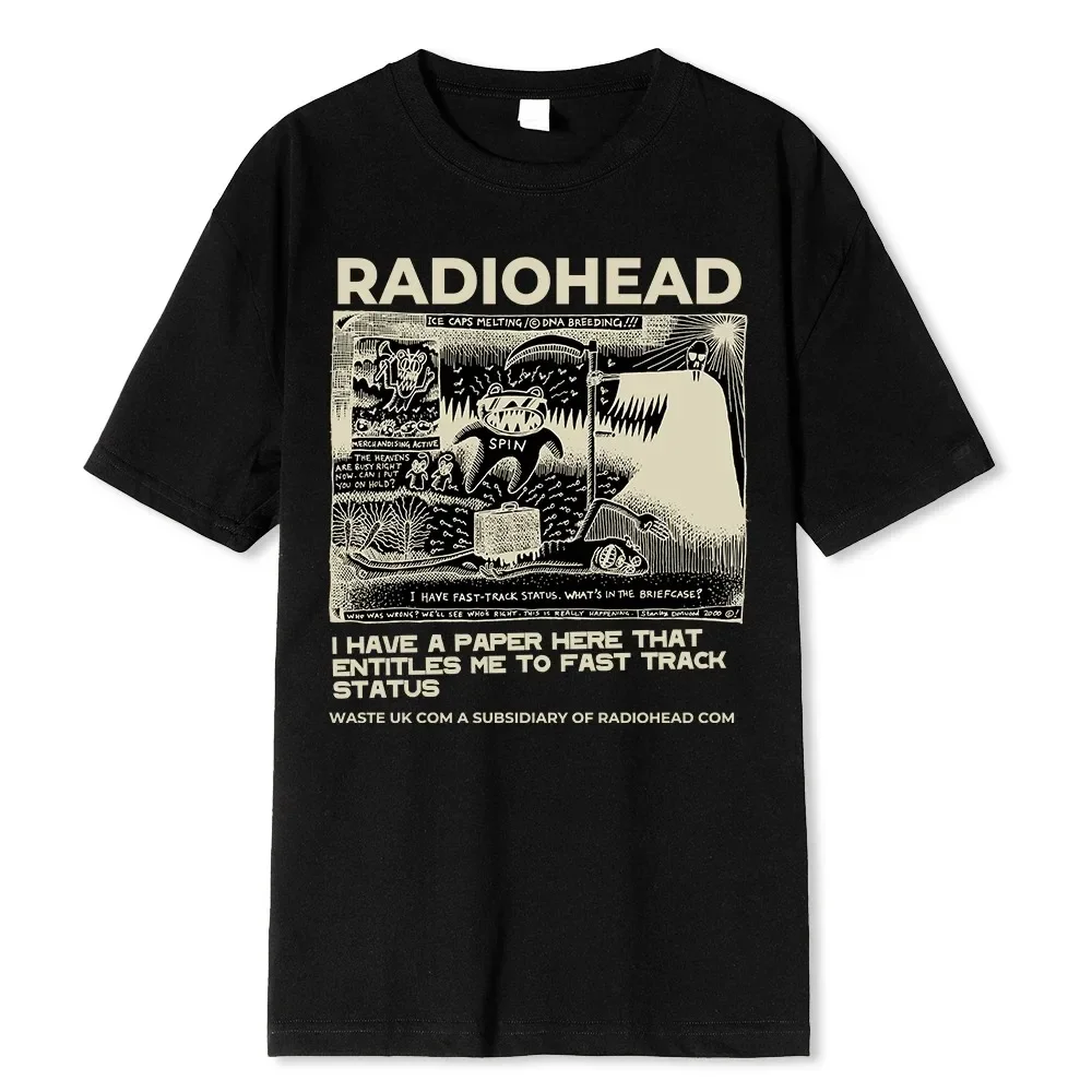 Radiohead T Shirt Men Vintage Classic Tees North America Tour Rock Boy Camisetas Hombre Hip Hop Street 100% Bawełna Oversized Tops