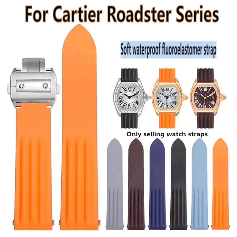 

19mm High Quality Fluororubber Watch Strap For Cartier Roadster W6206018 We500260 Men's Rubber Fkm Watch Band Viton Bracelet