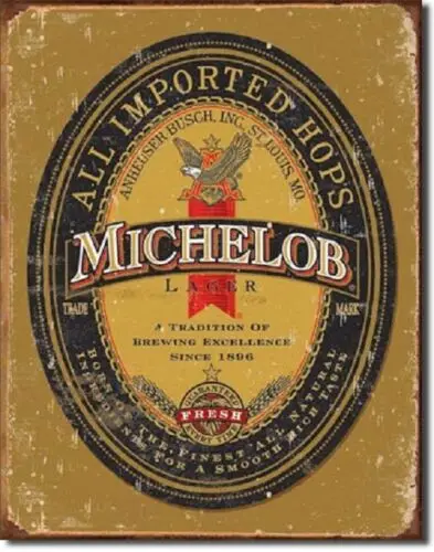 Michelob Label Beer Logo Weathered Retro Bar Pub Wall Decor Metal Sign tin sign