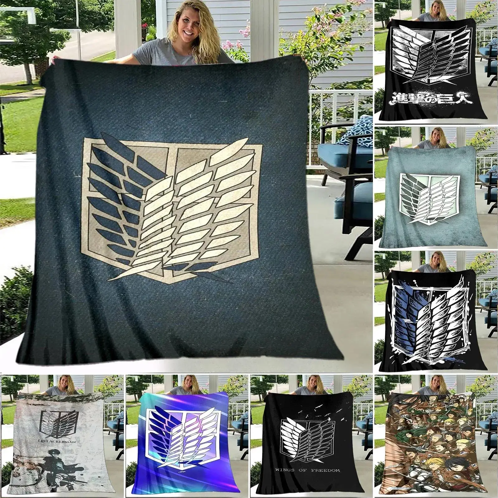 

Фланелевый плед с мультяшным принтом «Атака Титанов», теплый плед из шерпы для детей, для гостиной, спальни, кровати, подарок