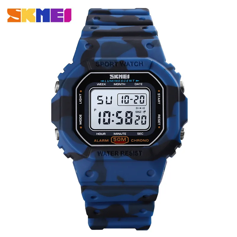 SKMEI Colorful Watches PU Transparent Shockproof Teenager Multi-functional sports waterproofing Wristwatches Digital reloj mujer