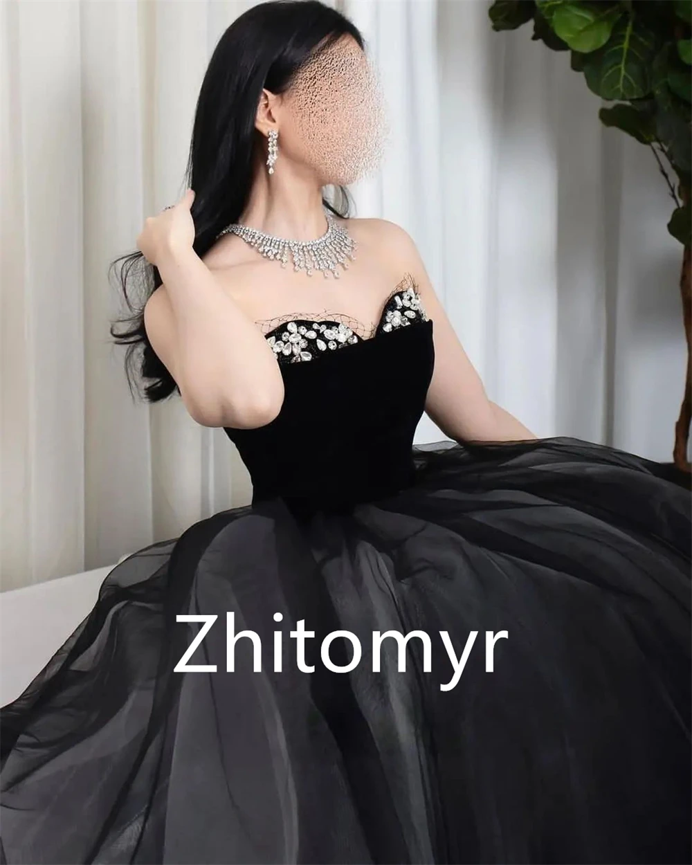 Customized Matching High Quality Strapless Ball gown Formal Ocassion Gown Beading Floor length Skirts Organza Evening Dresses 프롬