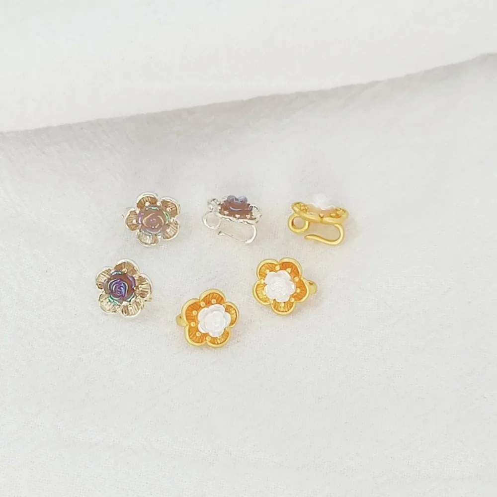 

Silver 18K Ancient-style Gold Rose Lapel Buckle, Flower Clip End Buckle, Link Buckle, DIY Bracelet Fashion Jewelry