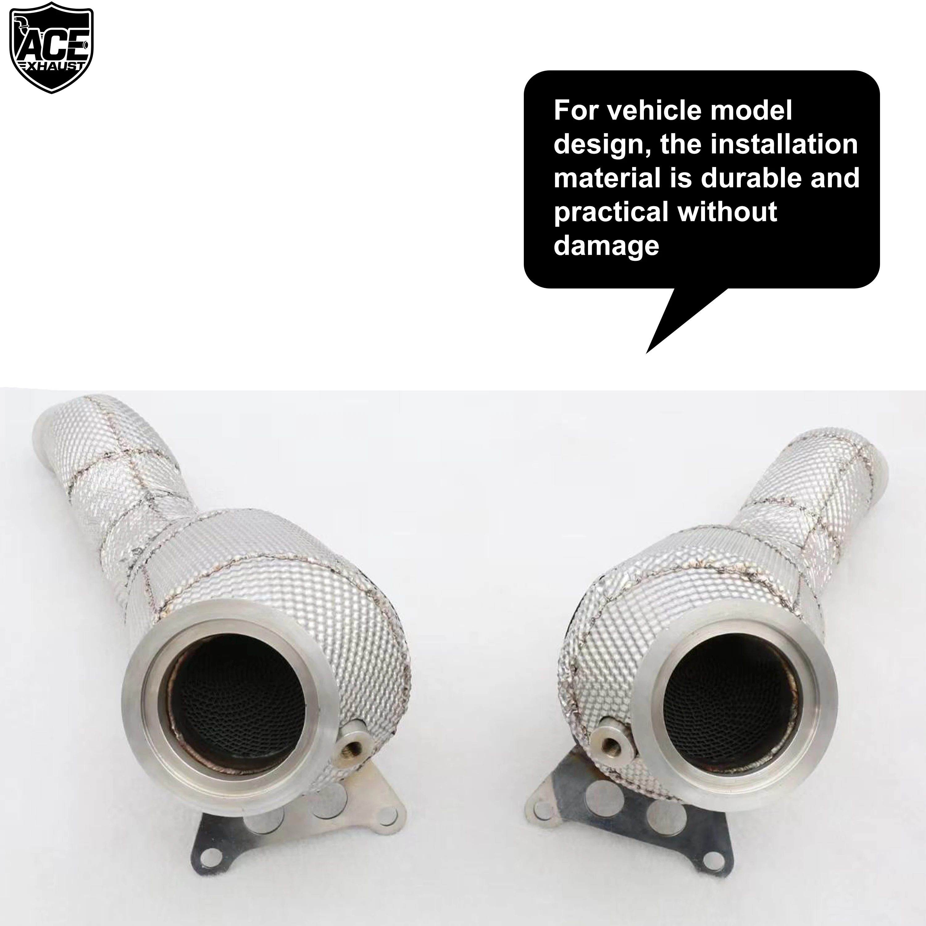 ACE Auspuffsysteme für Ferrari 458 488 3.9T Auspuff-Downpipe mit Hitzeschild Hochwertiges SUS304 Auspuffrohr Auto-Zubehör – Detail 4