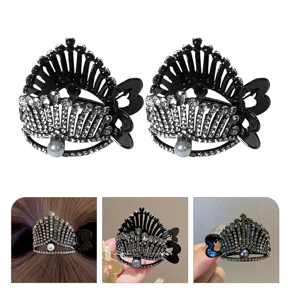 2 Pcs High Ponytail Cuff Hair Clips for Thin Women Barrettes Accessories Claw Thick Crown Medium Jaw