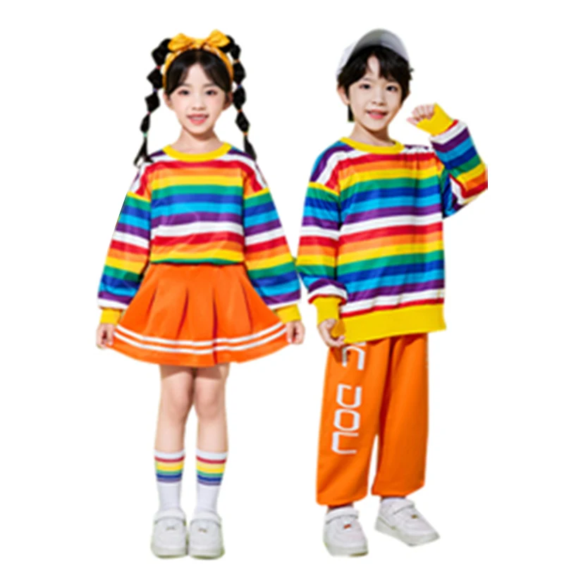 

Korean Hip-hop Style Kids High Street Clothes Set For Baby Twin Hiphop Streetwear Child Dance Performance Clothing Suit Girl Boy