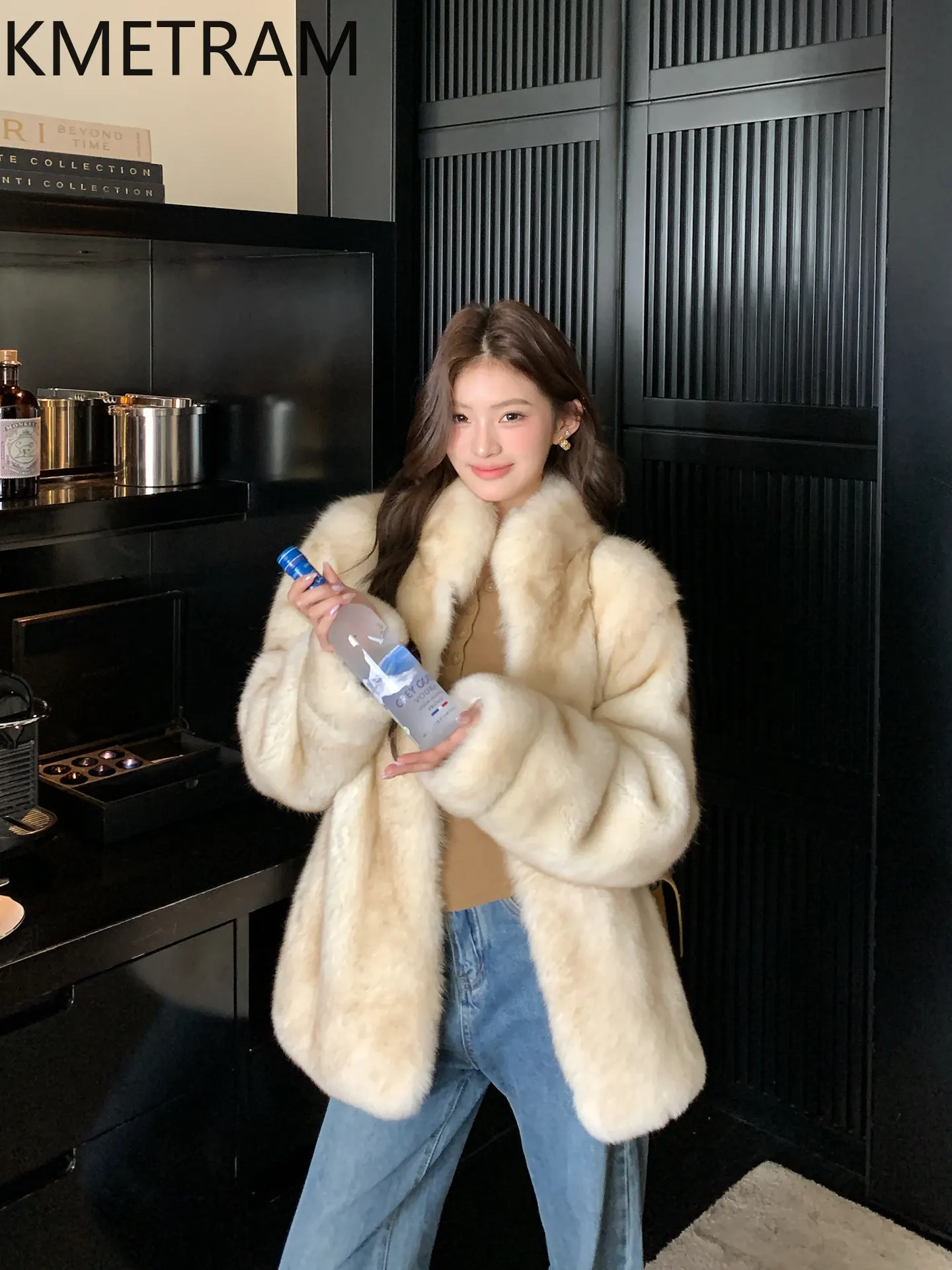 KMETRAM Natural Fox Back Fur Coat Woman Luxury Two‑Toned Gradient Fur Jacket Warm Winter Coats Women Clothing 2026 шуба женская