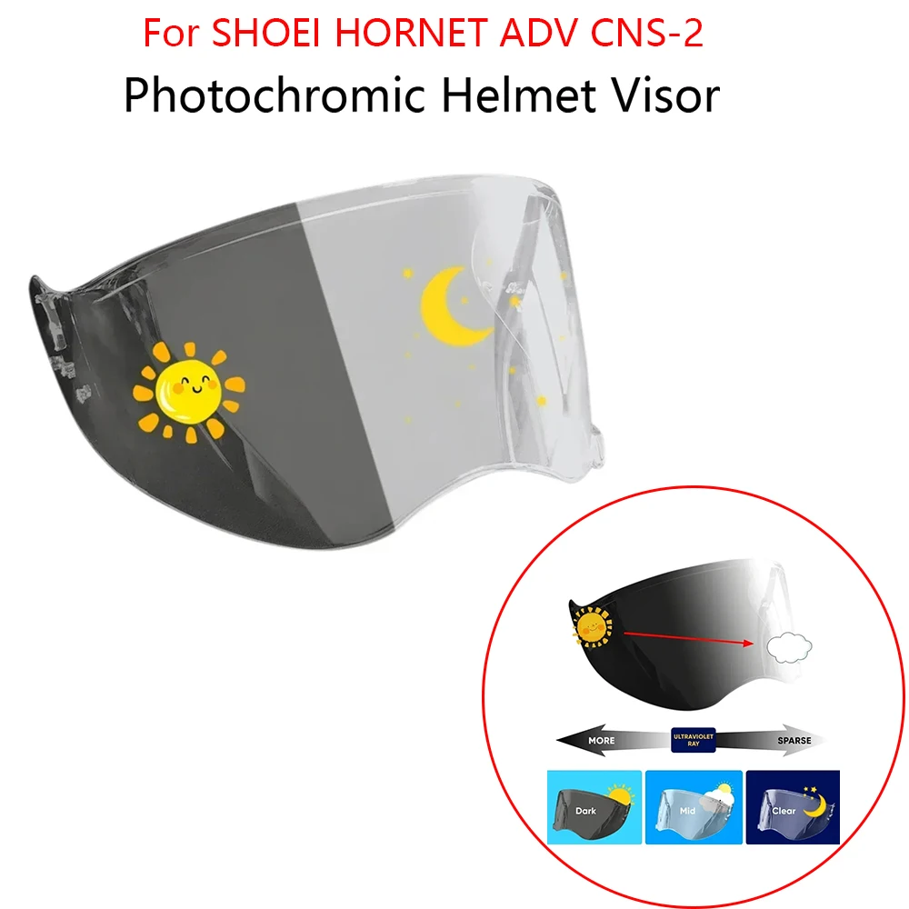 

Photochromic Helmet Visor For SHOEI HORNET ADV CNS-2 Visor Automatically hromic LensMotorcycle helmet lenses