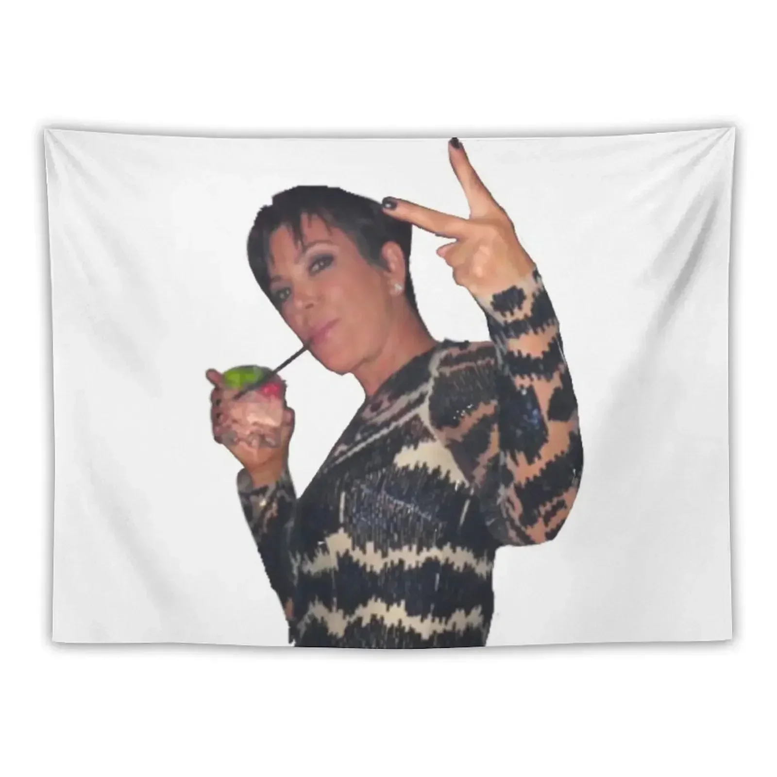 

Peace Sign Kris Jenner Tapestry Wall Hanging Wall Room Decor Korean Style Tapestry