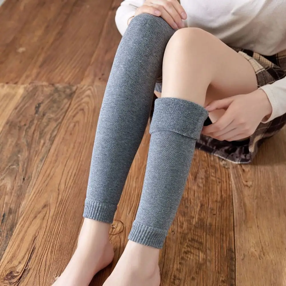 Sweet Over Knee Wool Leg Warmers Thicken Warm Stripe Leg Socks Kneepad Boots Cover Foot Cover Female