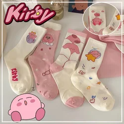 Kirby Cute Anime Socks Cartoon Cotton Girls Breathable Sock Fashion Women Mid Tube Socks Japanese Style Casual Spont Stocking