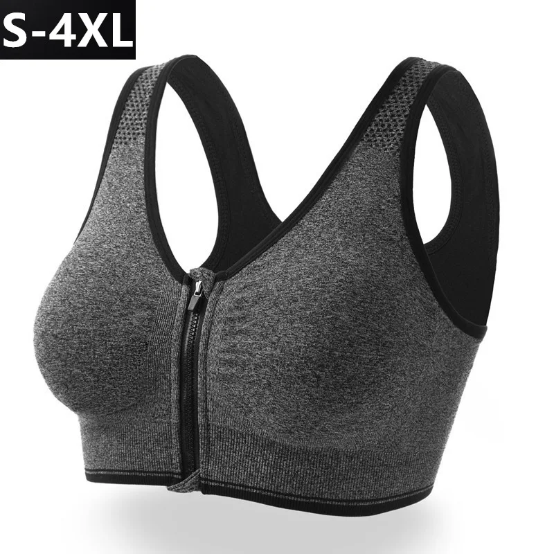 Front zipper sports bra, professional shock-proof and breathable steel-free running vest, yoga sports underwear for women