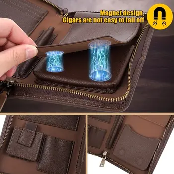 Pouzdro na doutníky, přenosný cestovní organizér na doutníky a příslušenství, kompaktní design s více přihrádkami, odolné a 8 nejlepší prodej cestovní pouzdra na doutníky - №1