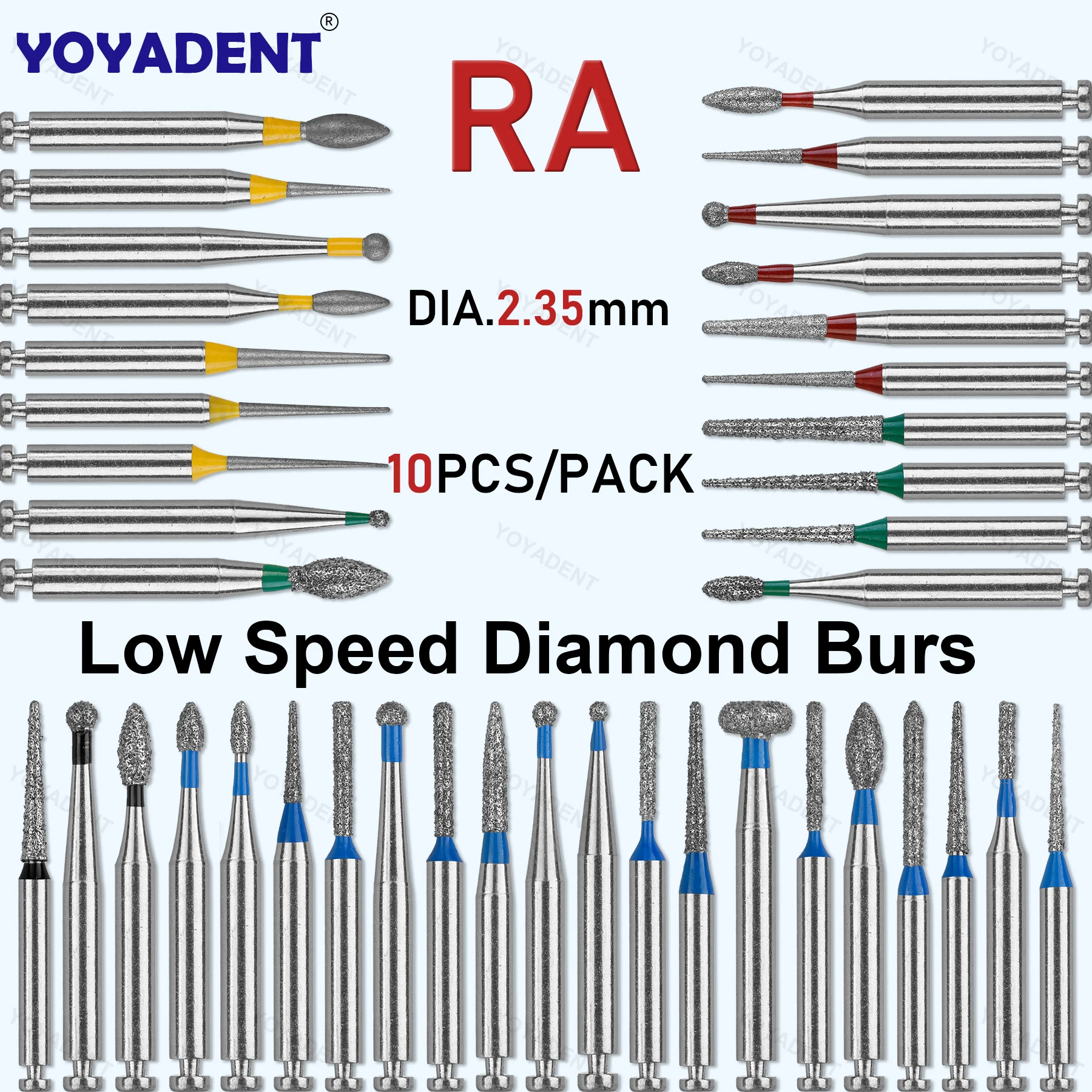 

Стоматологические алмазные боры, низкоскоростные боры, конические/круглые/экстратонкие/стандартные сверла для низкоскоростного наконечника RA, диаметр 2,35 мм, 10 шт./упак.