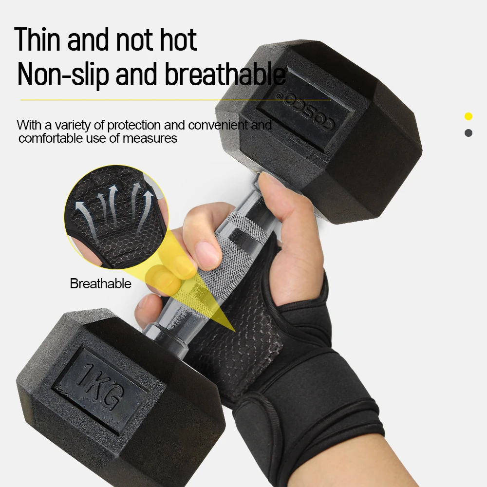 Workout Gloves for Men and Women Wrist Wraps Exercise Gloves Weight Lifting Cycling Gym Fitness Cross Training Breathable Black