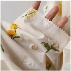 3D Floral Embroidered Cotton Fabric for Women's Formal Dress Children's Clothing Shirt Pants Diy Sewing Accessories