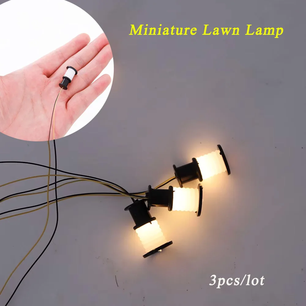 3pcs Miniature Lawn Lamp Model Simulation ABS Garden Lights Diy Sand Table Landscape Railway Train Layout for Diorama