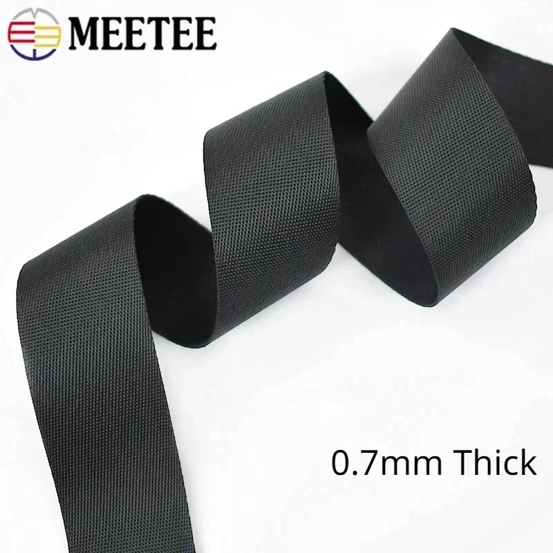 8M Meetee 10-50mm Black Nylon Webbing Tape Bag Strap Backpack Band Safety Belt Ribbon Garment Pet Collar DIY Sewing Accessories