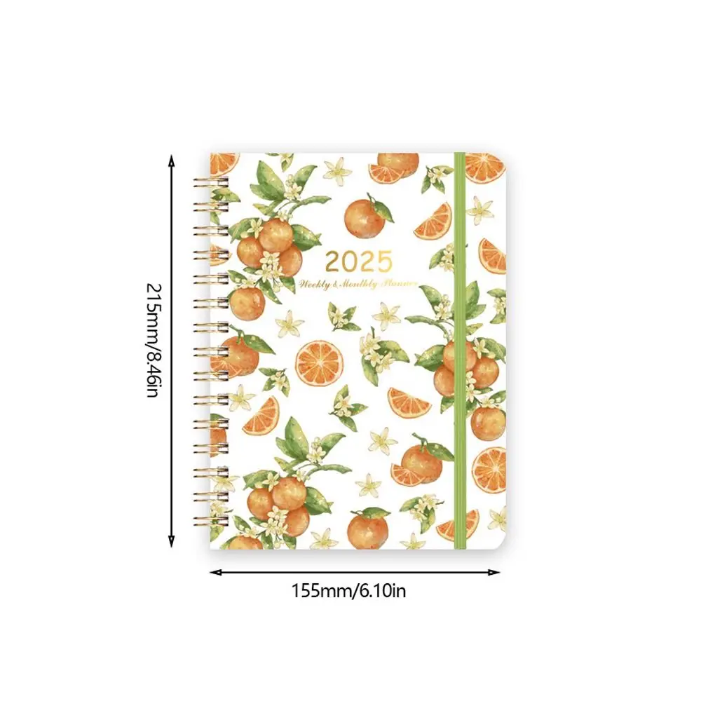 Monthly 2025 English Agenda Book Weekly Plan Loose-leaf Coil Flowers Diary Notebook Planner Organizer To Do List