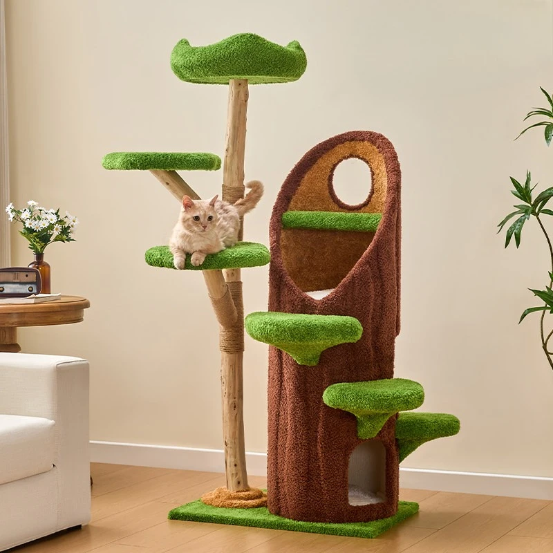 

Luxury Scratcher Mat Cat Tower Wooden Shelves Goods Modern Cat Tower Scratcher Tree Post Large Rascador De Gatos Pet Supplies