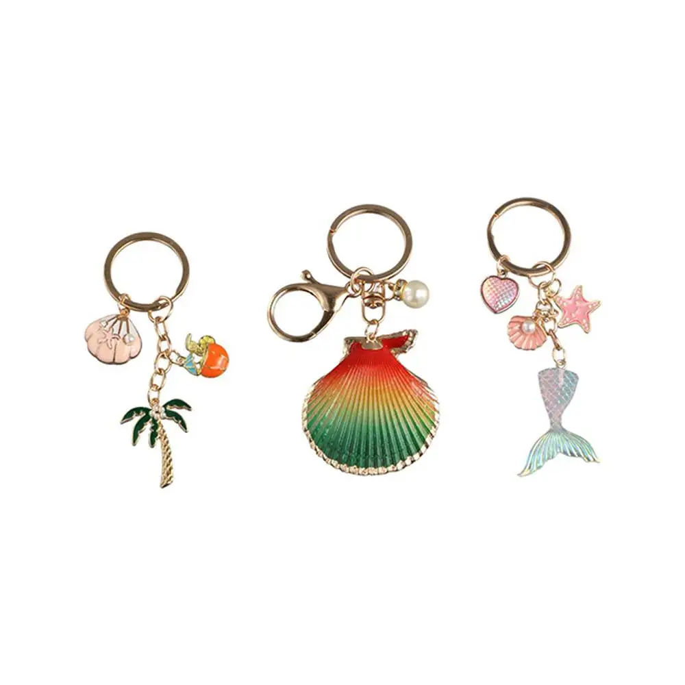 Starfish Starfish Shell Conch Heart Keyring Mermaid Tail Conch Mermaid Tail Keyring Beach Style Glass Ball