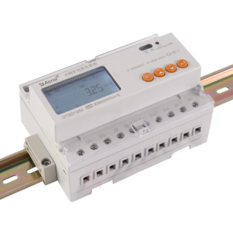 DTSD1352-CT 3 Phase kwh Meter Din Rail Multifunction Power Meter with 150/5A Cts for Solar System view 5