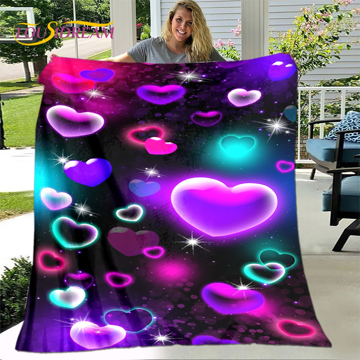 

3D Creative Colorful Sweet Love Blanket,Flannel Blanket Throw Blanket,Warm Blanket for Living Room Bedroom Beds Sofa Travel Gift