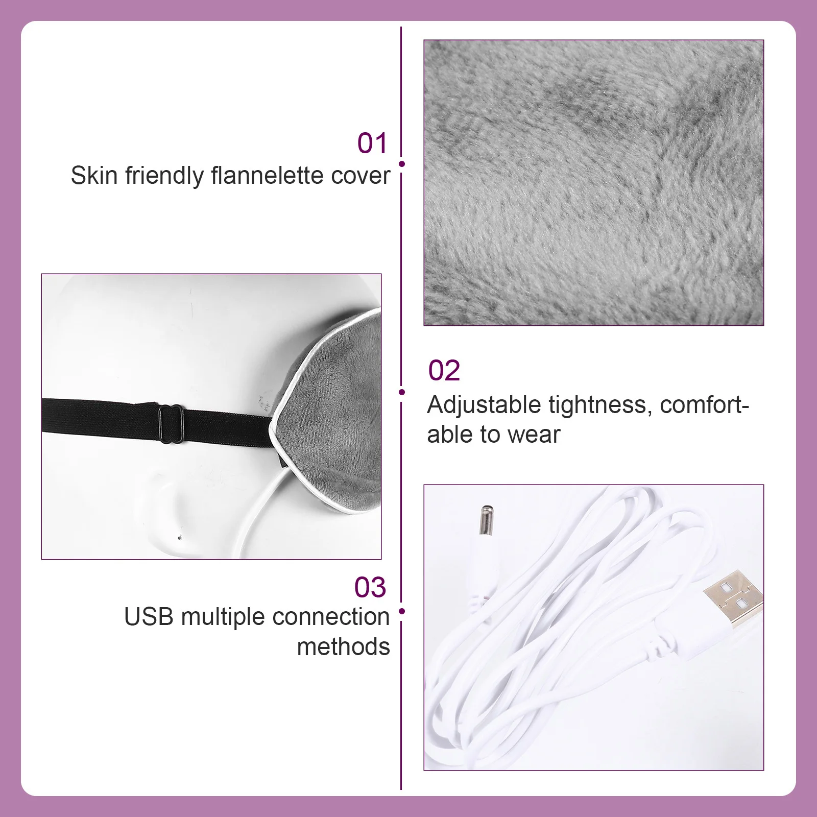 

1pc Usb Heated Mask Reusable Steam Eye Pad For Blepharitis Treatment Heat Sleeping Mask