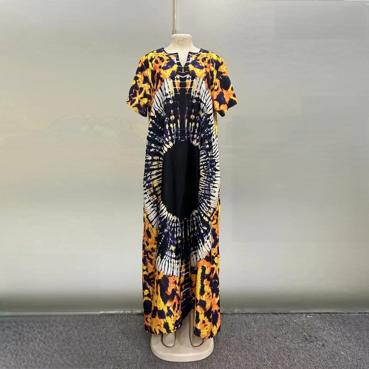 2025 Новая мода, повседневная версия с карманами, летнее свободное женское платье с африканским принтом из Ближневостока