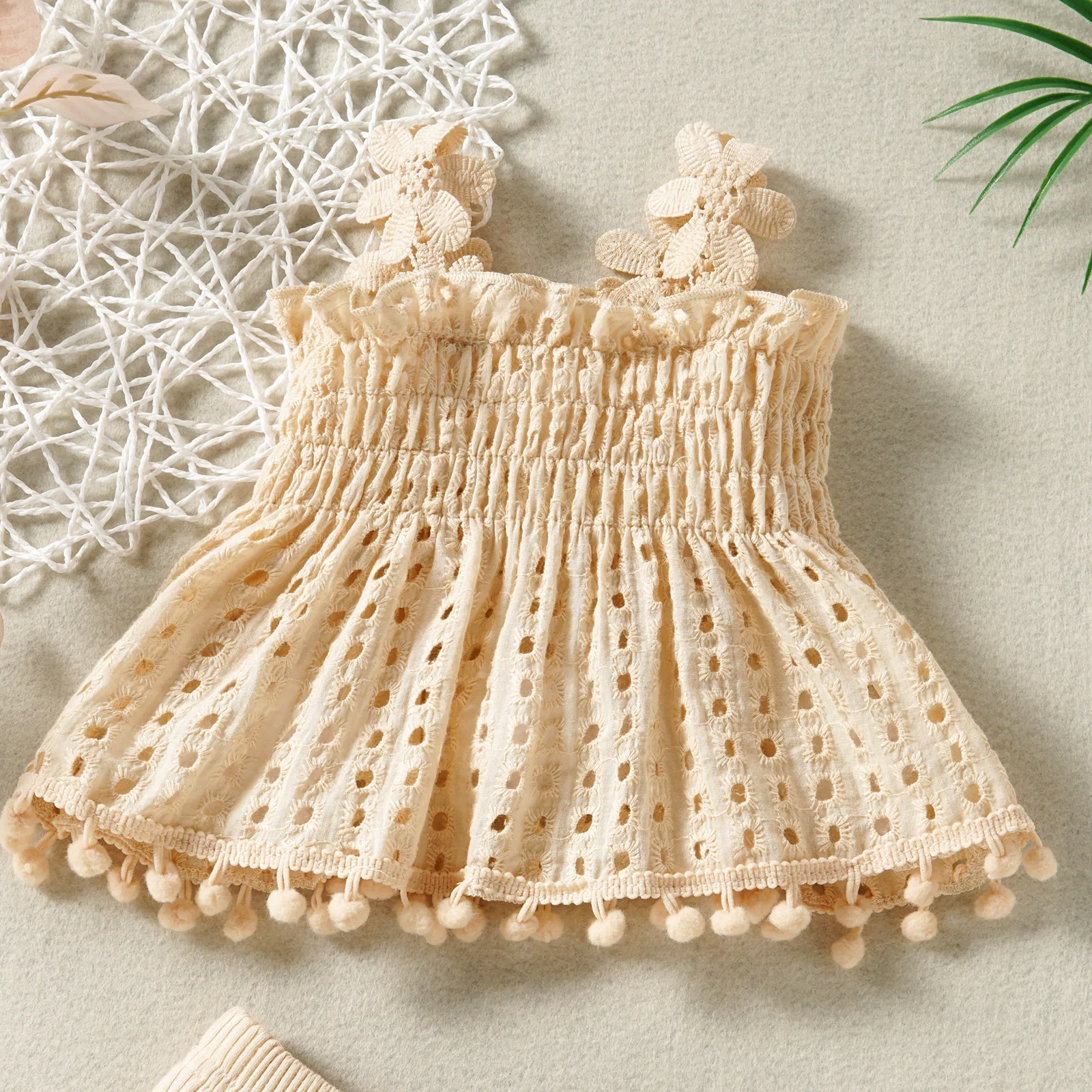 2PCS Baby Girl Summer Flower Sling Harness Set Triangle Crawling Suit Machine Washable