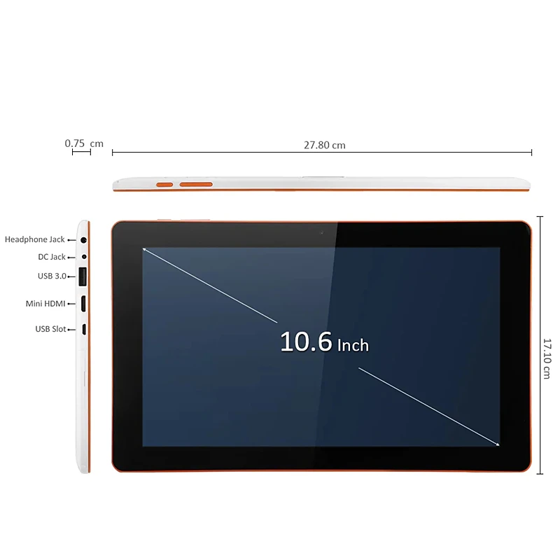 10.6 INCH 2GB DDR RAM 32GB ROM Tablet PC C23 Windows 10 Quad Core Z8300 CPU 1280 x 800 IPS HDMI-Compatible USB 3.0 WIFI