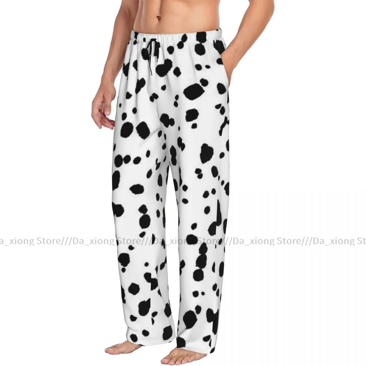 Men\'s Casual Pajama Sleeping Pants Dalmatian Pattern Lounge Loose Trousers Comfortable Nightwear