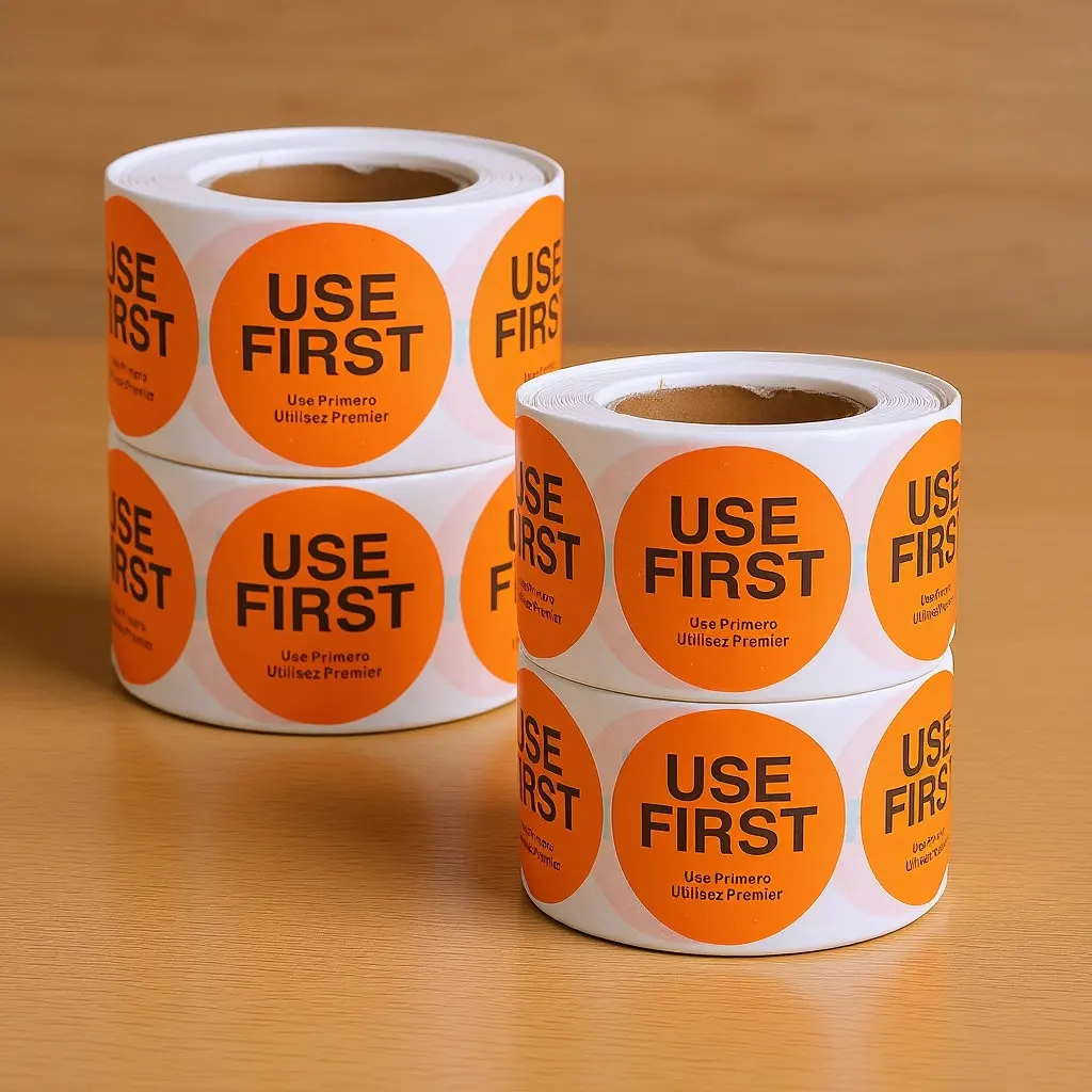 Food Storage Restaurant - 4 Rollen „Use First“-Aufkleber zur Bestandskontrolle